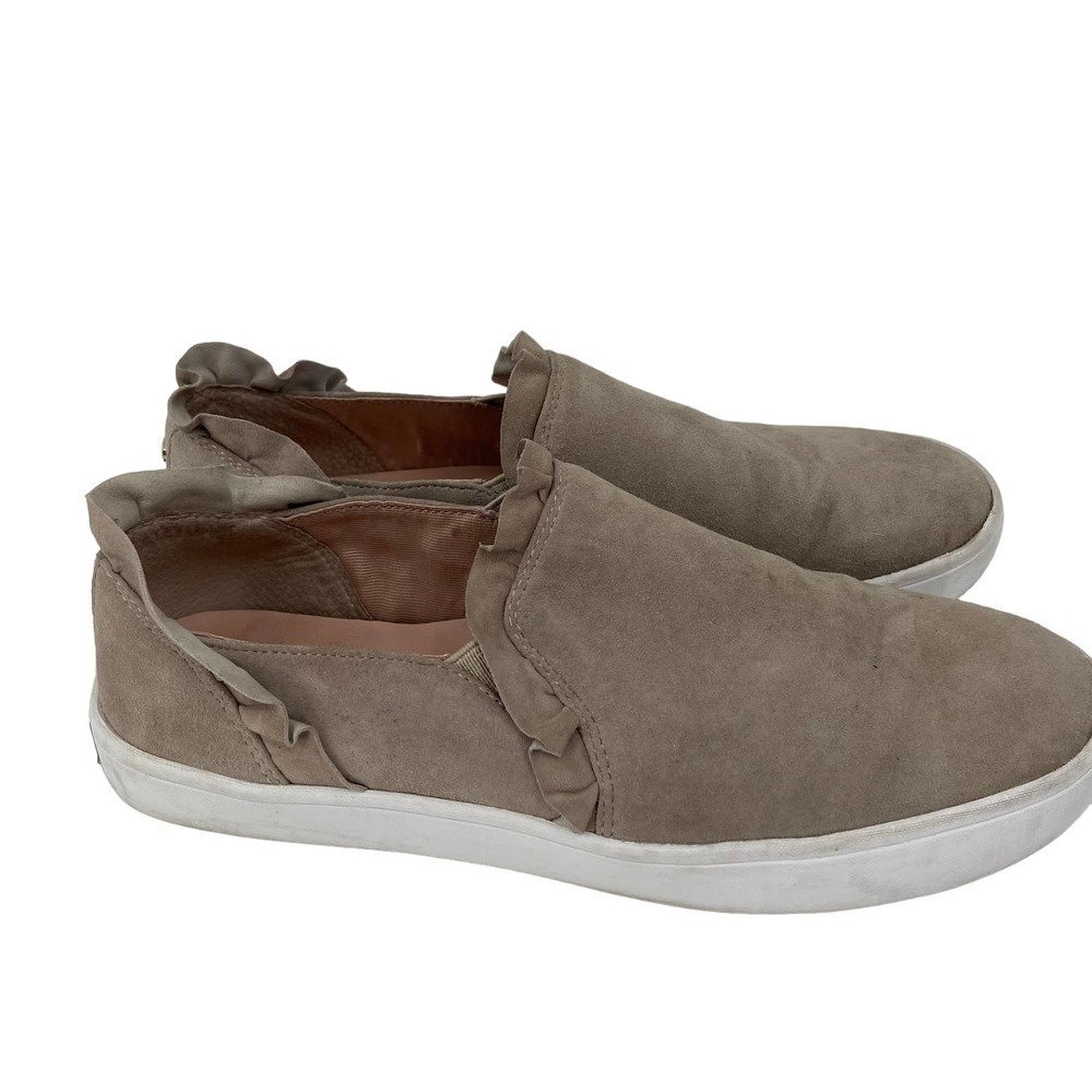 Kate Spade New York Lillie Ruffle Sneaker Leather Slip On Beige Loafer Women's 6